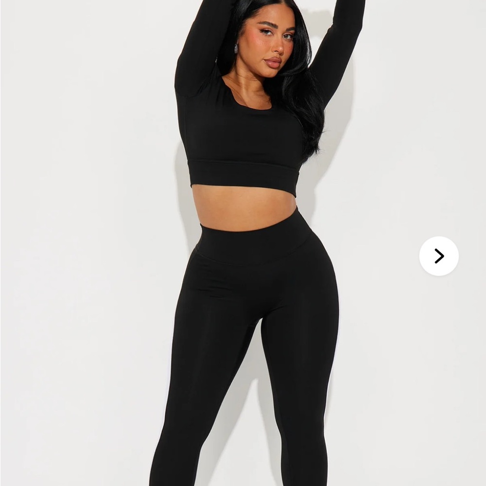Fashion Nova Black Crop Top and Leggings Set